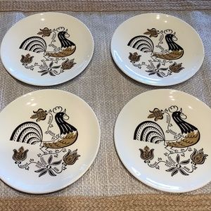 4 Vintage MCM Rooster Plates Small - 6 1/2”